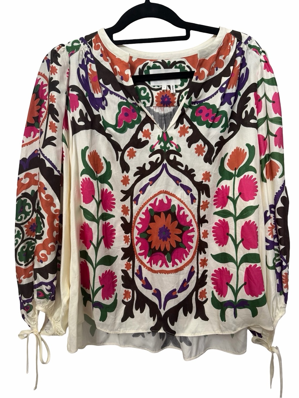 ba&sh Bash Frida Bohemian Blouse Floral Balloon Sleeve Size S Boho